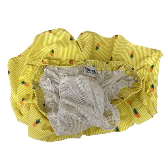 Uzzi Mens Size XXL Yellow White Striped Pineapple Swim Trunks Shorts Brief Liner - Picture 6 of 8